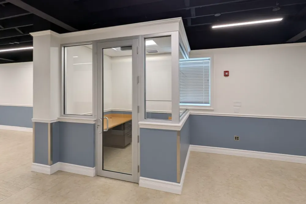 New interior partitions during a tenant improvement project